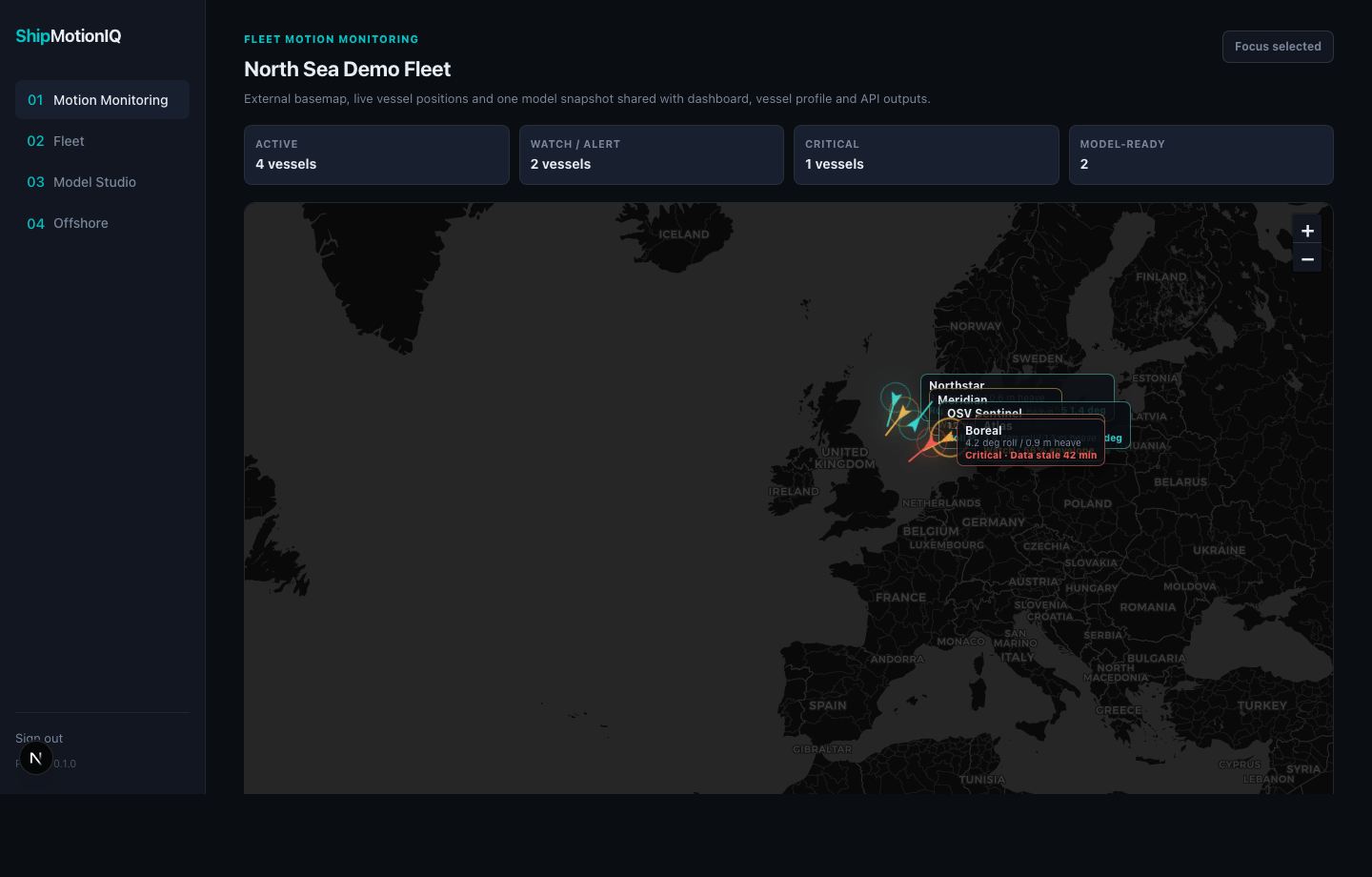 Motion Monitoring screen in ShipMotionIQ portal